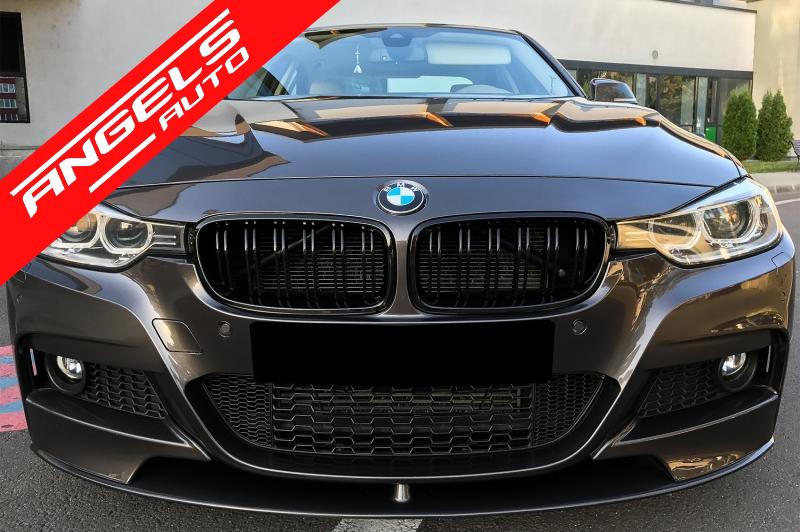 Grile Duble compatibile cu BMW Seria 3 F30 F31 (2011-up) M Look Piano Black - imagine 4