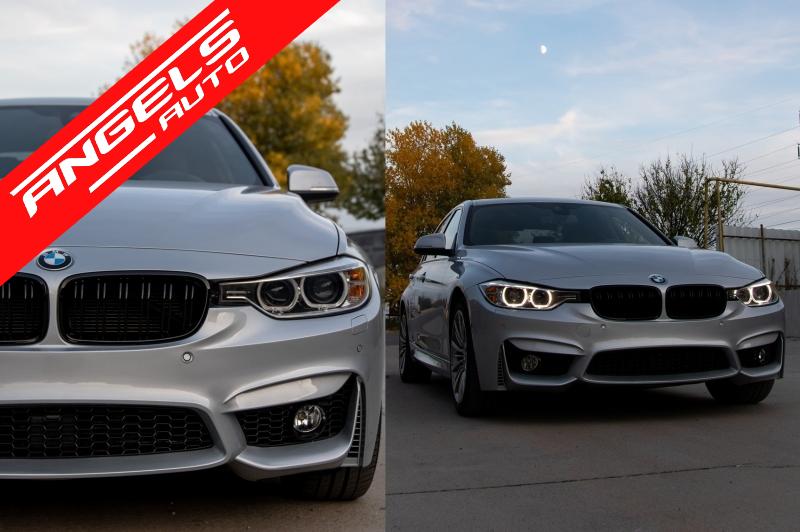 Grile Duble compatibile cu BMW Seria 3 F30 F31 (2011-up) M Look Piano Black - imagine 6