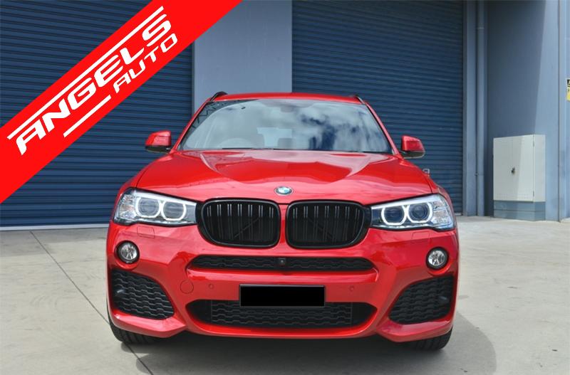 Grile duble compatibile cu BMW X3 F25 LCI (2014-2017) X4 F26 M Design Piano Black - imagine 5