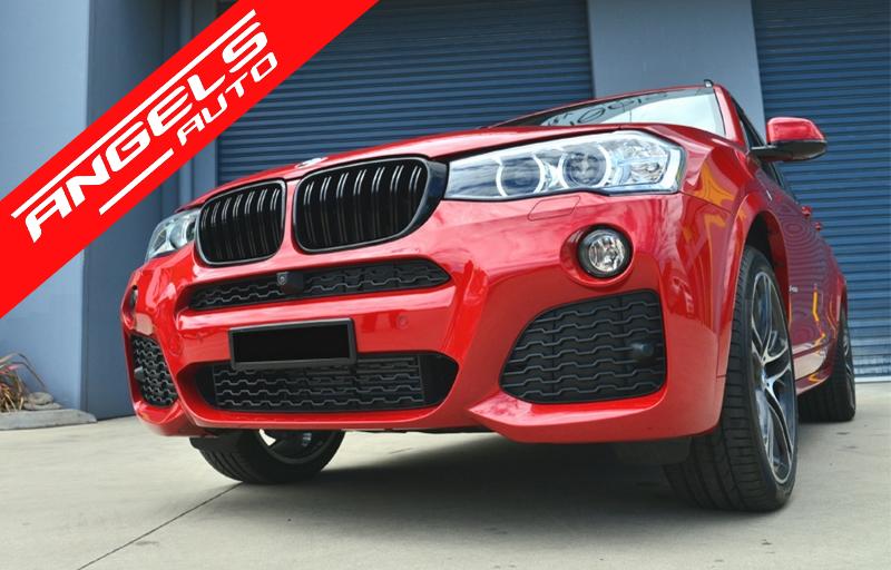 Grile duble compatibile cu BMW X3 F25 LCI (2014-2017) X4 F26 M Design Piano Black - imagine 8