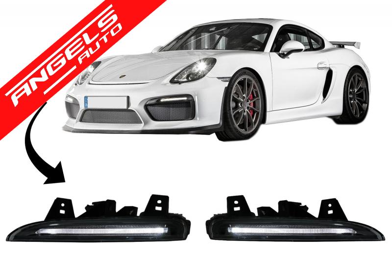DRL Full LED Bara Fata compatibil cu Porsche CAYMAN 981C BOXSTER (2013-up) GT4 Look - imagine 2