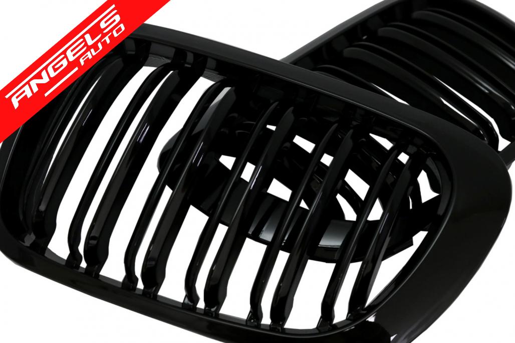 Grile Duble compatibile cu BMW Seria 3 E46 Coupe Cabrio (1999-2002) Negru Lucios - imagine 6