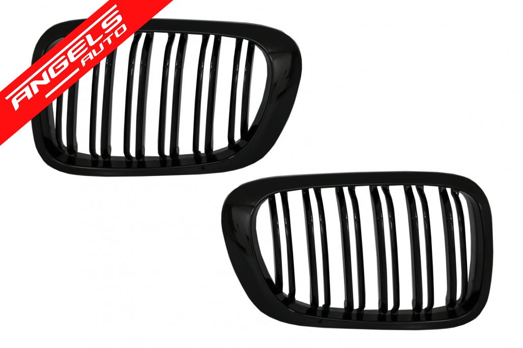 Grile Duble compatibile cu BMW Seria 3 E46 Coupe Cabrio (1999-2002) Negru Lucios