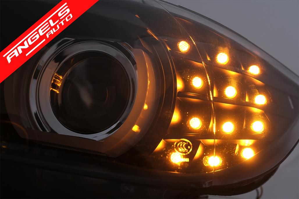 Faruri Xenon compatibile cu BMW Seria 3 E90 E91 (2008-2011) 3D ULed Angel Eyes Negru - imagine 6