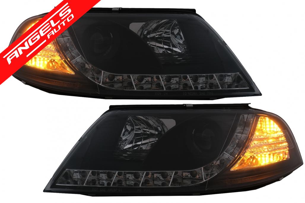 Faruri LED DRL compatibile cu VW Passat Sedan 3BG (2000-2005) Negru - imagine 5