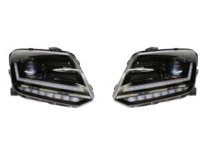 Faruri compatibile cu VW Amarok 2010-up Semnal Dinamic Secvential Negru LED DRL Osram