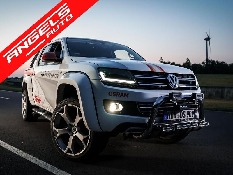 Faruri compatibile cu VW Amarok 2010-up Semnal Dinamic Secvential Negru LED DRL Osram - imagine 5