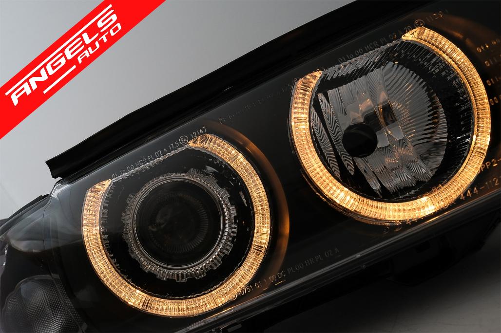 Faruri compatibile cu BMW Seria 5 E39 (1995-2003) Negru Xenon Angel Eyes - imagine 2
