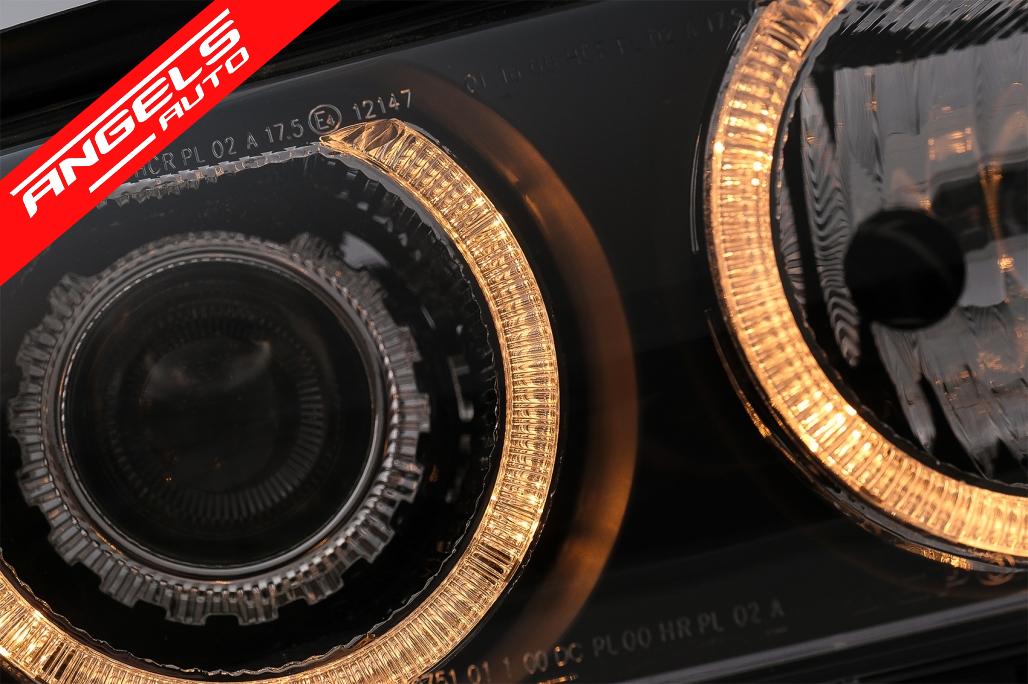 Faruri compatibile cu BMW Seria 5 E39 (1995-2003) Negru Xenon Angel Eyes - imagine 3