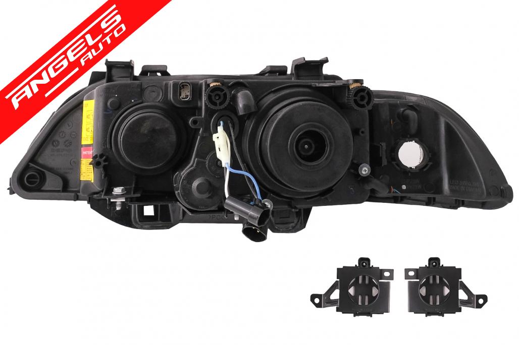 Faruri compatibile cu BMW Seria 5 E39 (1995-2003) Negru Xenon Angel Eyes - imagine 6