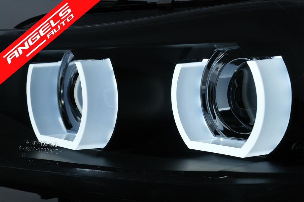 Faruri Xenon 3D Angel Eyes compatibile cu BMW E90 E91 cu AFS (2008-2011) Negru - imagine 4