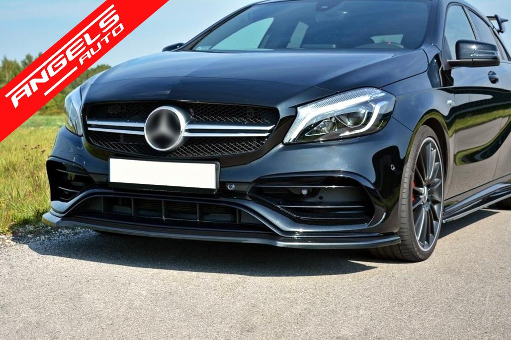 Prelungire Lip Fata compatibila cu Mercedes AClass W176 AMG (2015-2018) Negru Lucios - imagine 8