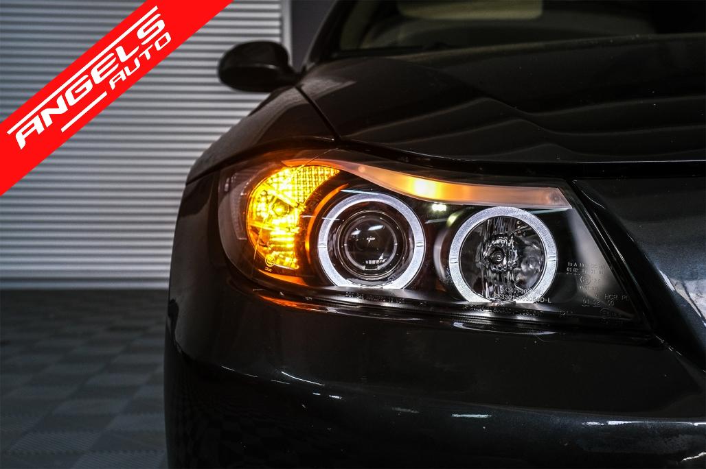 Faruri Angel Eyes compatibile cu BMW Seria 3 E90 2005-2008 Fundal Negru - imagine 5