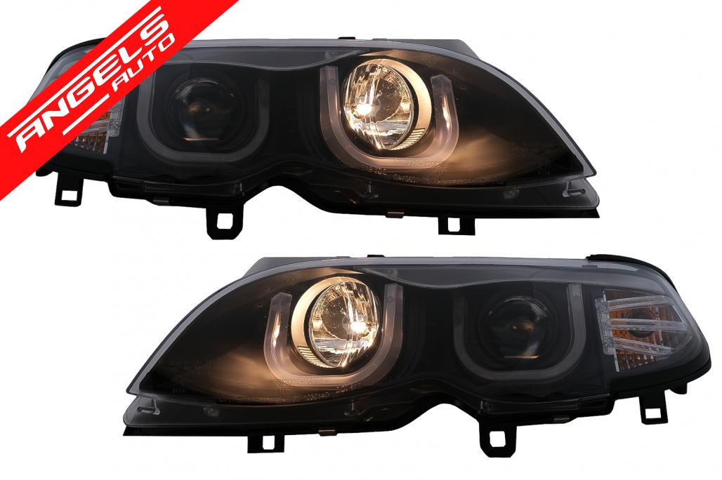Faruri 3D U LED Angel Eyes compatibile cu BMW Seria 3 E46 Facelift (09.2001-03.2005) - imagine 4