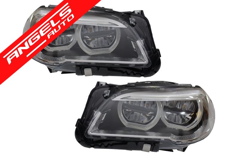 Faruri Full LED compatibile cu BMW Seria 5 F10 F11 (2011-2013) Angel Eyes - imagine 4