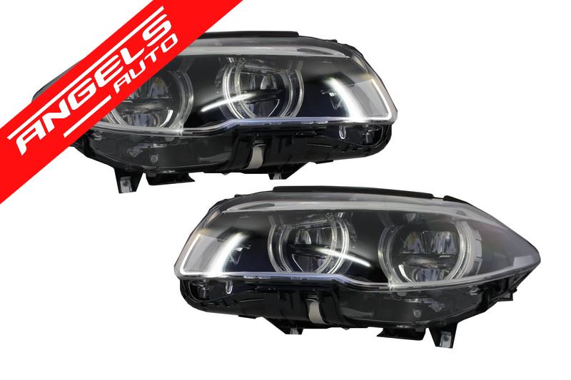 Faruri Full LED compatibile cu BMW Seria 5 F10 F11 (2011-2013) Angel Eyes