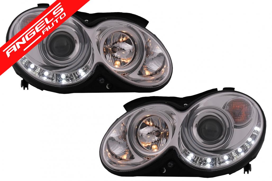 Faruri LED compatibile cu Mercedes Benz CLK W209 C209 Coupe 2003-2010 Crom