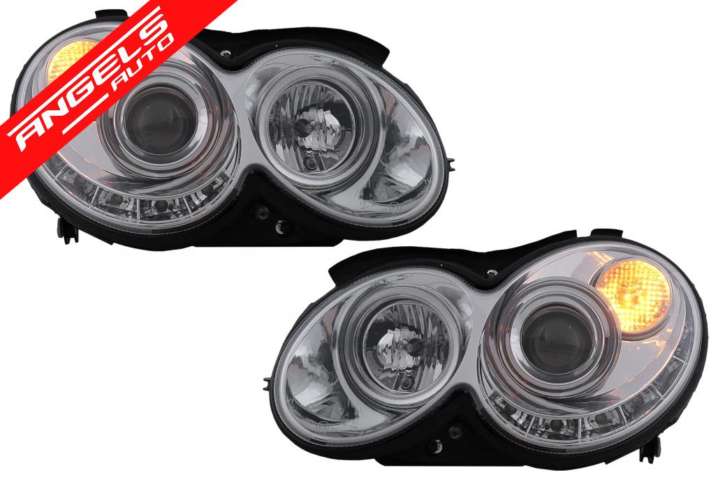 Faruri LED compatibile cu Mercedes Benz CLK W209 C209 Coupe 2003-2010 Crom - imagine 3