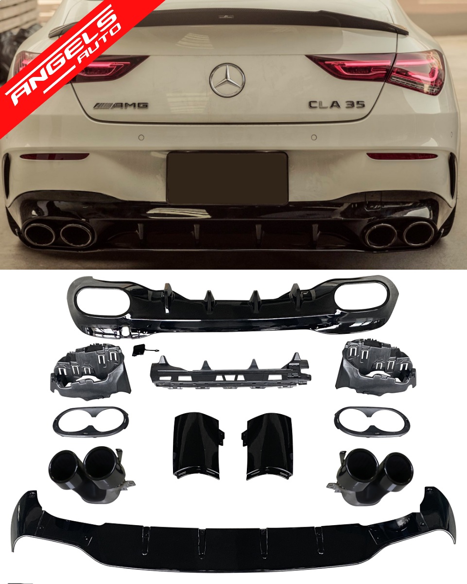 Difuzor Bara Spate compatibil cu Mercedes CLA C118 Sedan X118 Black A45 Design - imagine 2