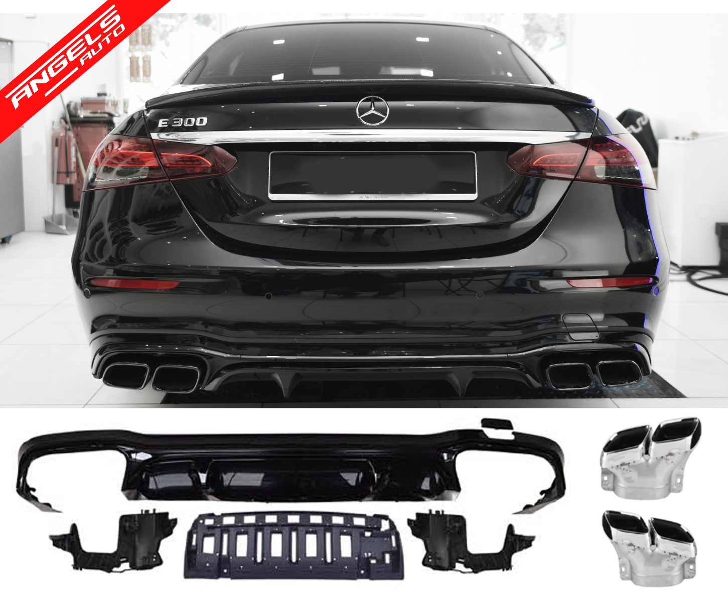 Difuzor Bara Spate compatibil cu Mercedes W213 Facelift 2020+ E63 Design Crom - imagine 3