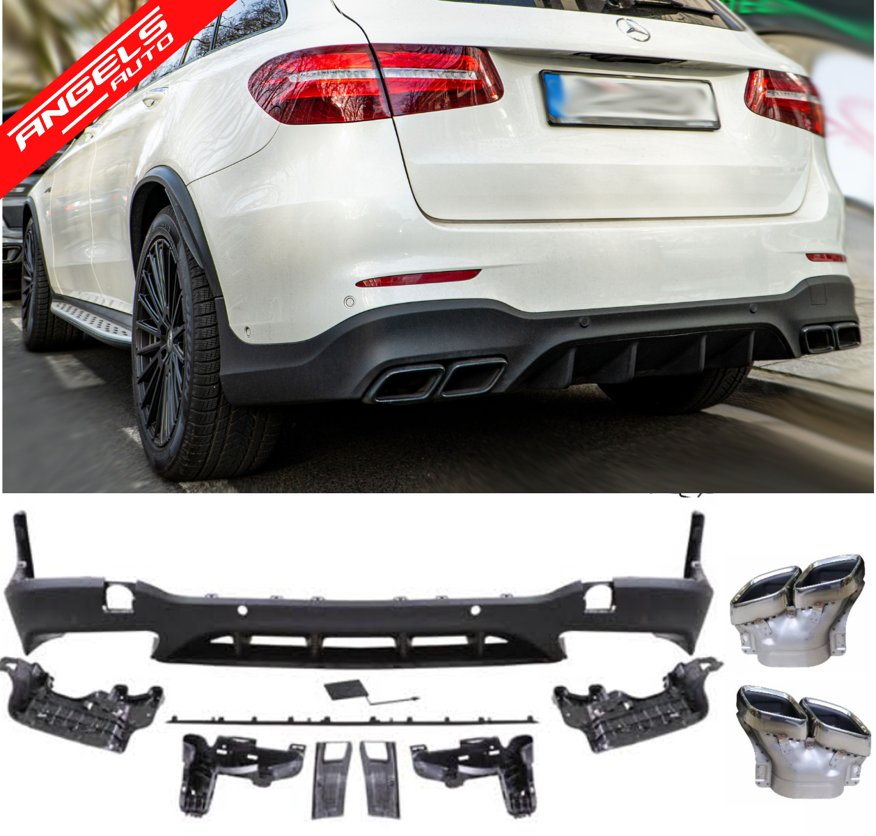 Difuzor Bara Spate compatibil cu Mercedes GLC X253 2015-2019 GLC63 Design Crom - imagine 4