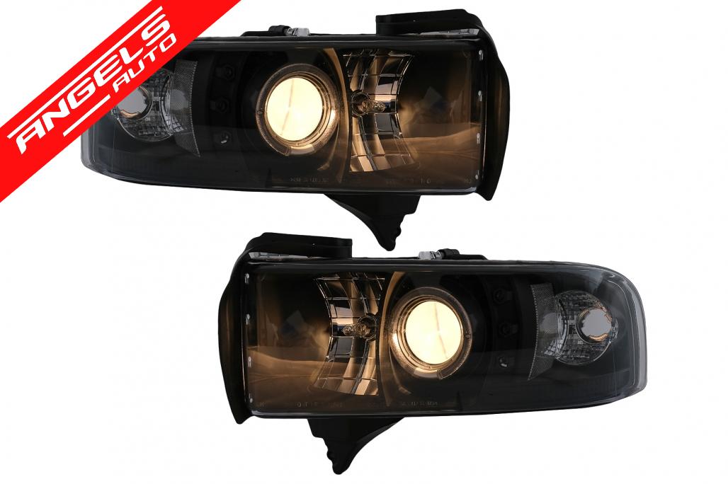 Faruri Angel Eyes compatibile cu Dodge RAM II Pick-Up (1994-2001) Negru - imagine 2