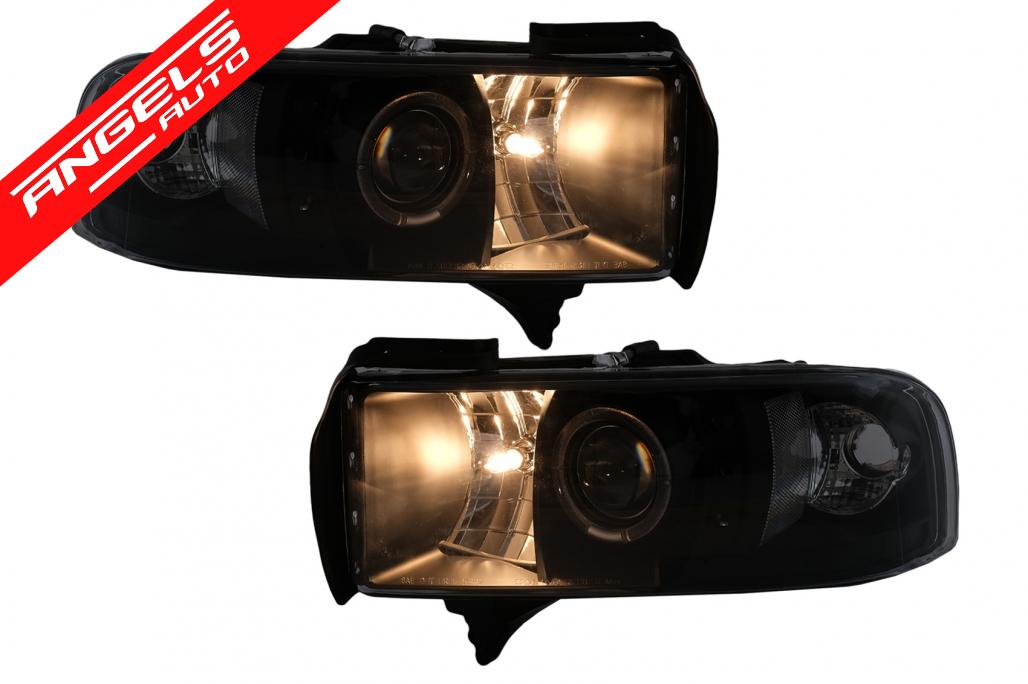 Faruri Angel Eyes compatibile cu Dodge RAM II Pick-Up (1994-2001) Negru - imagine 3