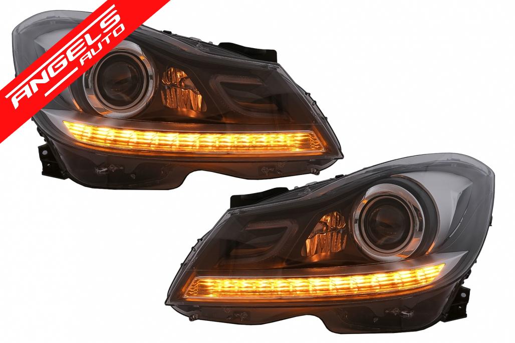 Faruri LED compatibile cu Mercedes C-Class W204 Facelift (2011-2014) Semnal Dinamic - imagine 7