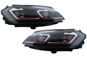 RHD Faruri LED compatibil cu VW Golf 7.5 VII (2017+) GTI Look Semnal Dinamic