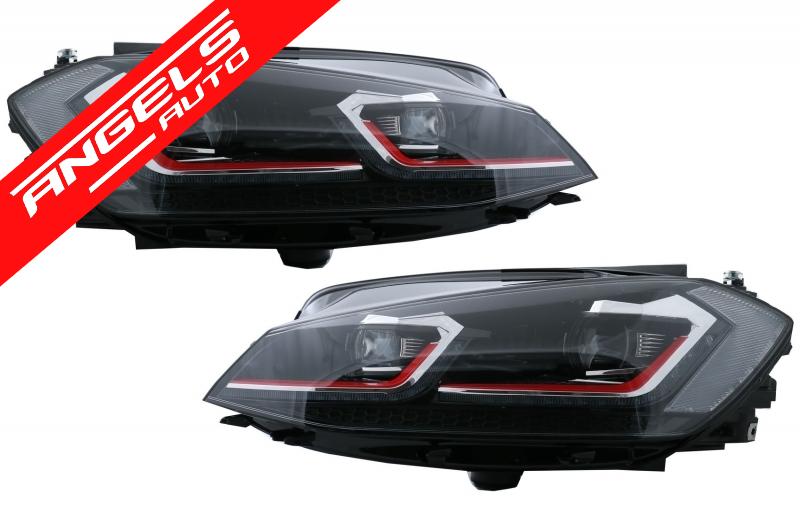 RHD Faruri LED compatibil cu VW Golf 7.5 VII (2017+) GTI Look Semnal Dinamic