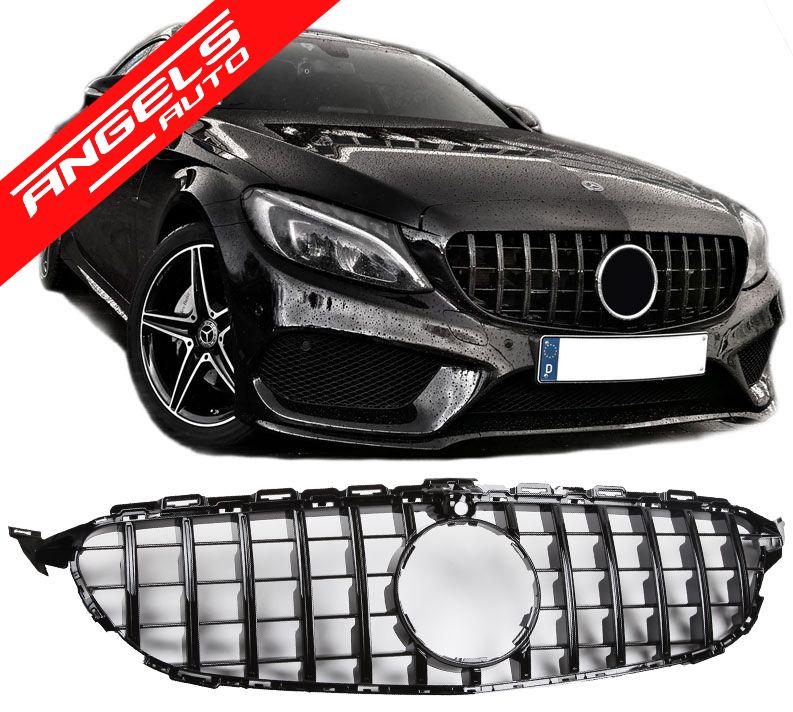 Grila compatibila cu Mercedes C-Class W205 (2014-2018) GT-R Design Negru Lucios - imagine 4