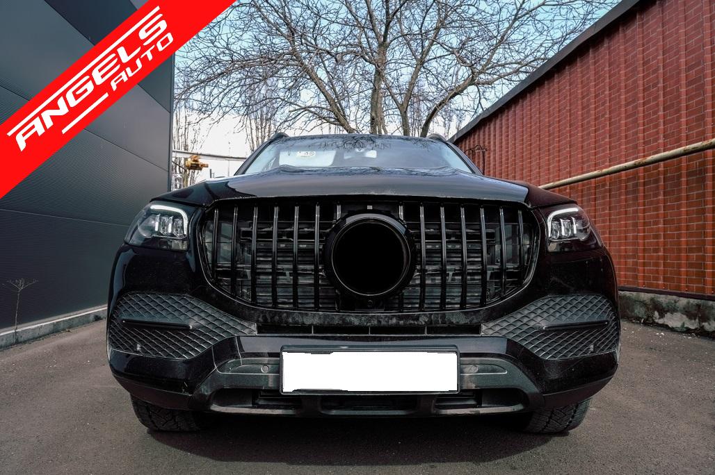 Grila Centrala compatibila cu Mercedes GLS SUV X167 (2019-Up) GTR Look Negru Lucios - imagine 8