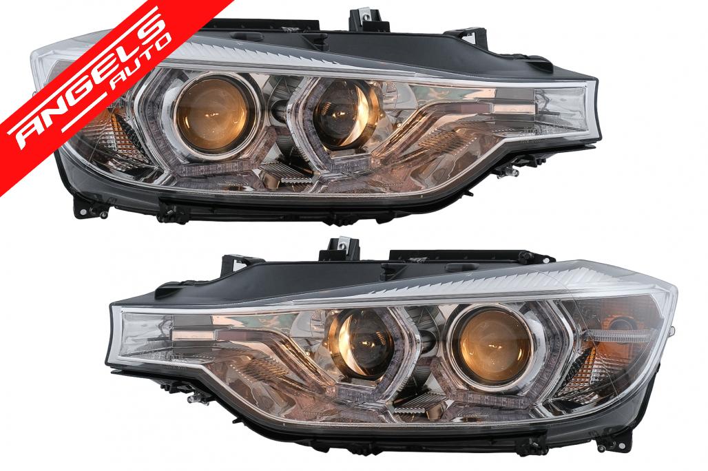 Faruri Angel Eyes LED DRL compatibile cu BMW Seria 3 F30 F31 Sedan (2015-2019) Crom - imagine 4