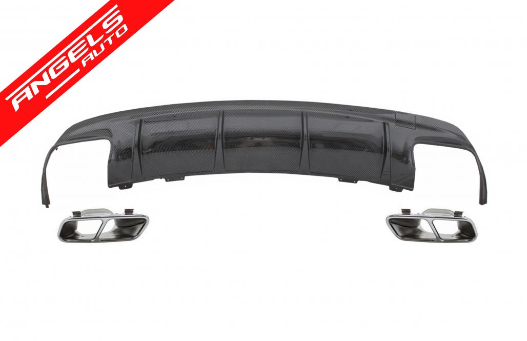 Difuzor Bara Spate Ornamente sistem de evacuare compatibil cu Mercedes CLA W117 CROM