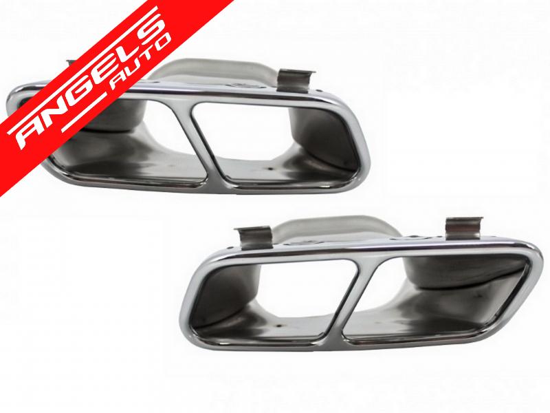 Difuzor Bara Spate Ornamente sistem de evacuare compatibil cu Mercedes CLA W117 CROM - imagine 2