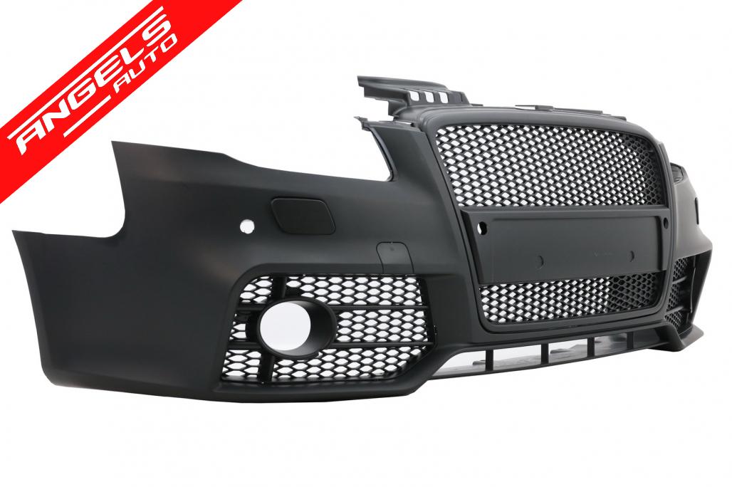 Bara Fata cu Grila Centrala compatibila cu Audi A4 B7 (2004-2008) RS4 Look Negru - imagine 3
