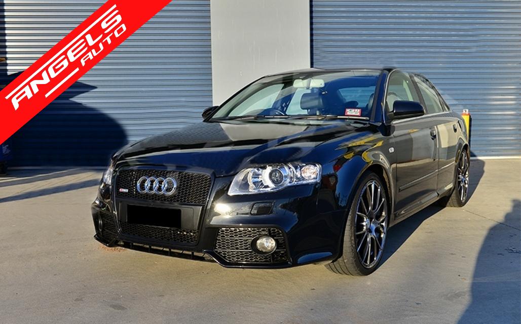 Bara Fata cu Grila Centrala compatibila cu Audi A4 B7 (2004-2008) RS4 Look Negru - imagine 5