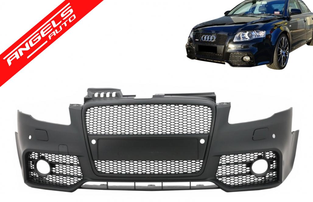 Bara Fata cu Grila Centrala compatibila cu Audi A4 B7 (2004-2008) RS4 Look Negru - imagine 7