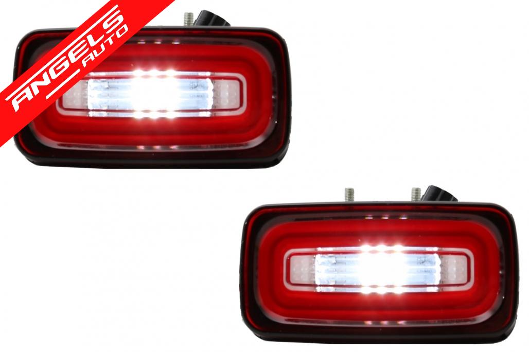Proiectoare LED Bara Spate compatibile cu Mercedes W463 (1989-2015) Rosu Transparent - imagine 2