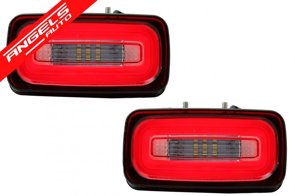 Proiectoare LED Bara Spate compatibile cu Mercedes W463 (1989-2015) Rosu Transparent - imagine 3