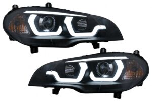 Faruri Tube Light LED DRL Angel Eyes compatibile cu BMW X5 E70 (2007-2013) Negru
