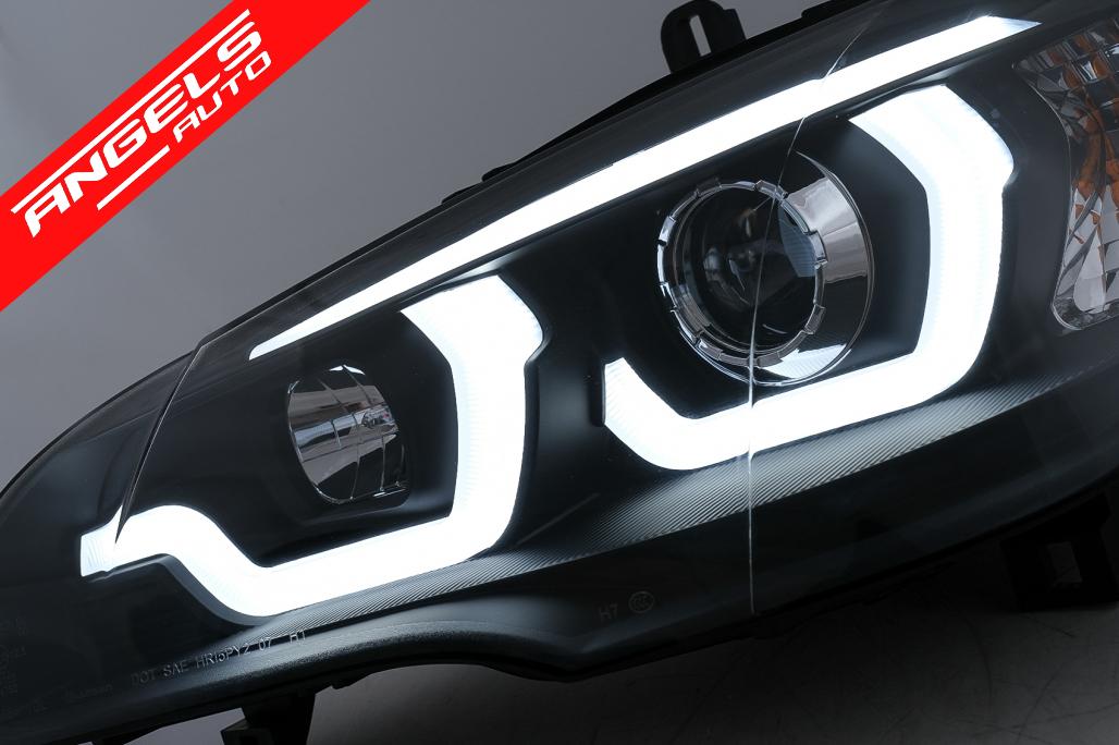 Faruri Tube Light LED DRL Angel Eyes compatibile cu BMW X5 E70 (2007-2013) Negru - imagine 4