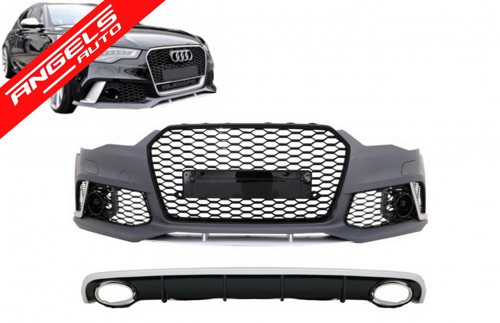 Bara Fata cu Difuzor Bara Spate compatibila cu A6 C7 4G Facelift (2011-2014) RS6 Design