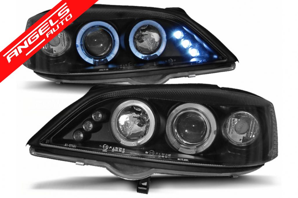 Faruri Angel Eyes compatibile cu Opel Astra G (02.1998-02.2004) Negru