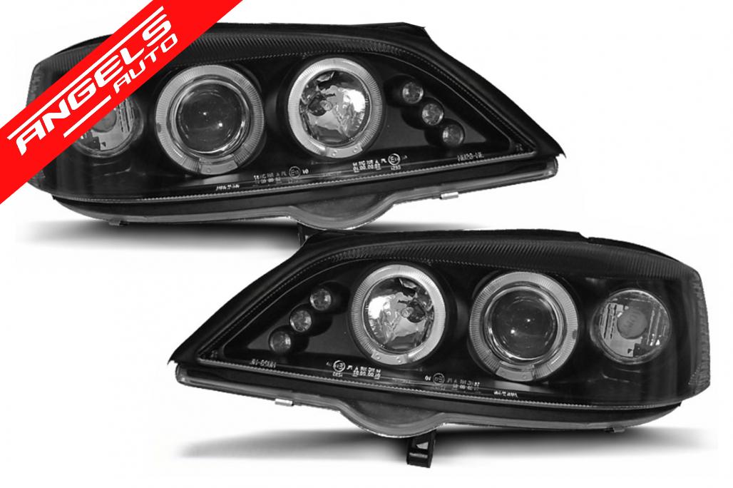 Faruri Angel Eyes compatibile cu Opel Astra G (02.1998-02.2004) Negru - imagine 2