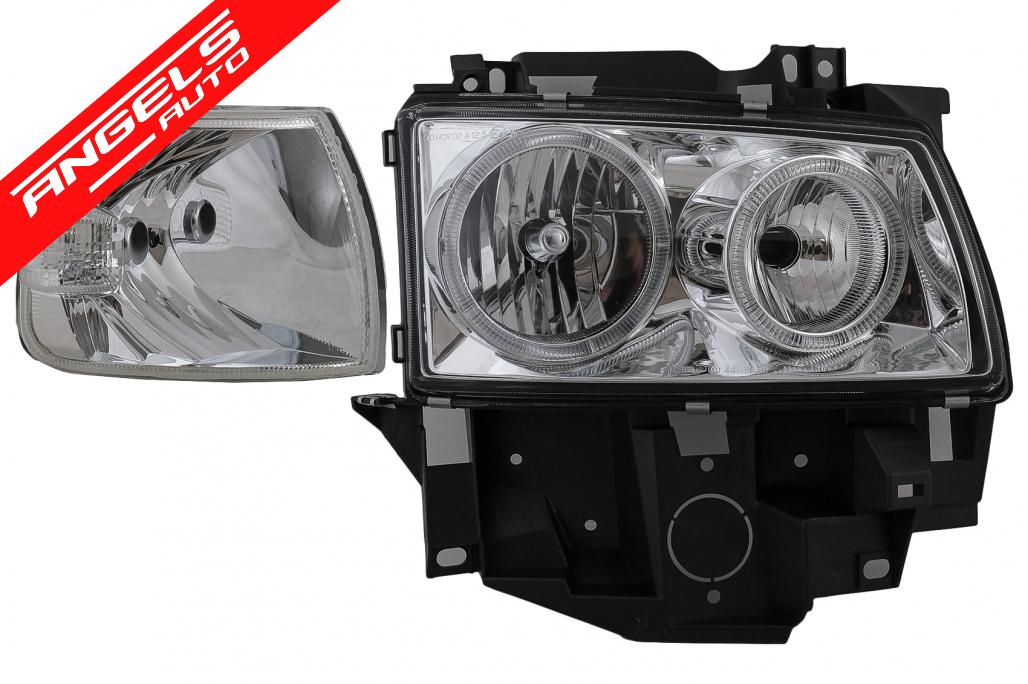 Faruri Angel Eyes compatibile cu VW Transporter T4 BUS (08.1996-03.2003) Crom - imagine 3