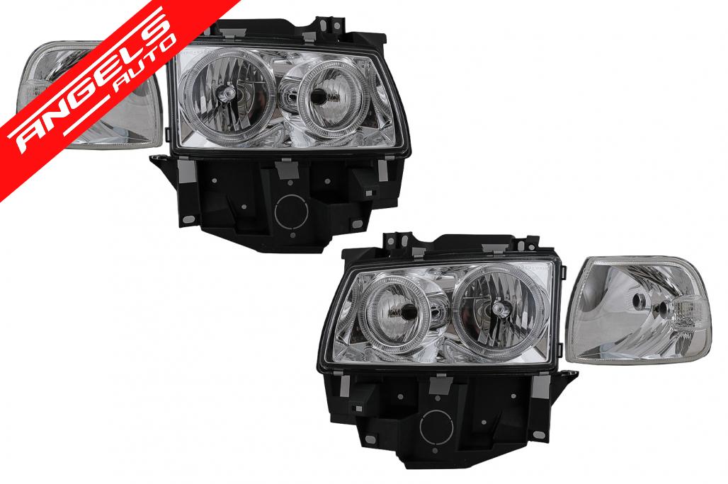 Faruri Angel Eyes compatibile cu VW Transporter T4 BUS (08.1996-03.2003) Crom
