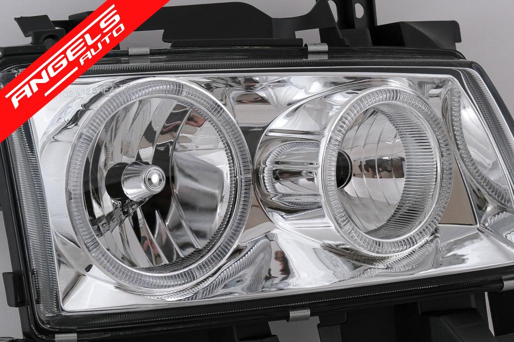 Faruri Angel Eyes compatibile cu VW Transporter T4 BUS (08.1996-03.2003) Crom - imagine 4