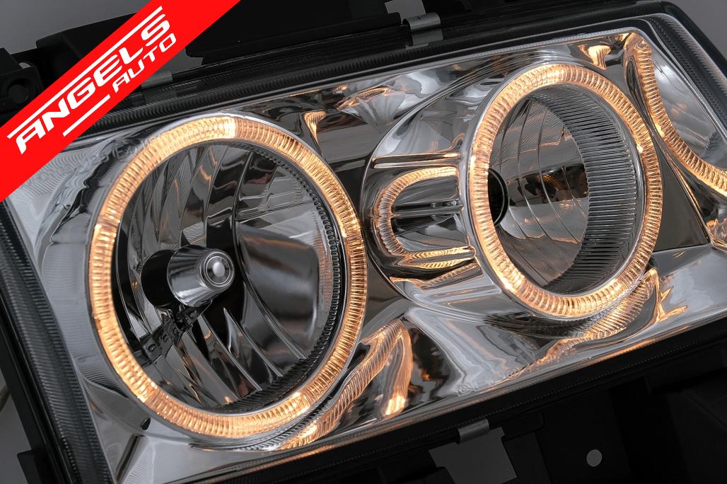 Faruri Angel Eyes compatibile cu VW Transporter T4 BUS (08.1996-03.2003) Crom - imagine 2