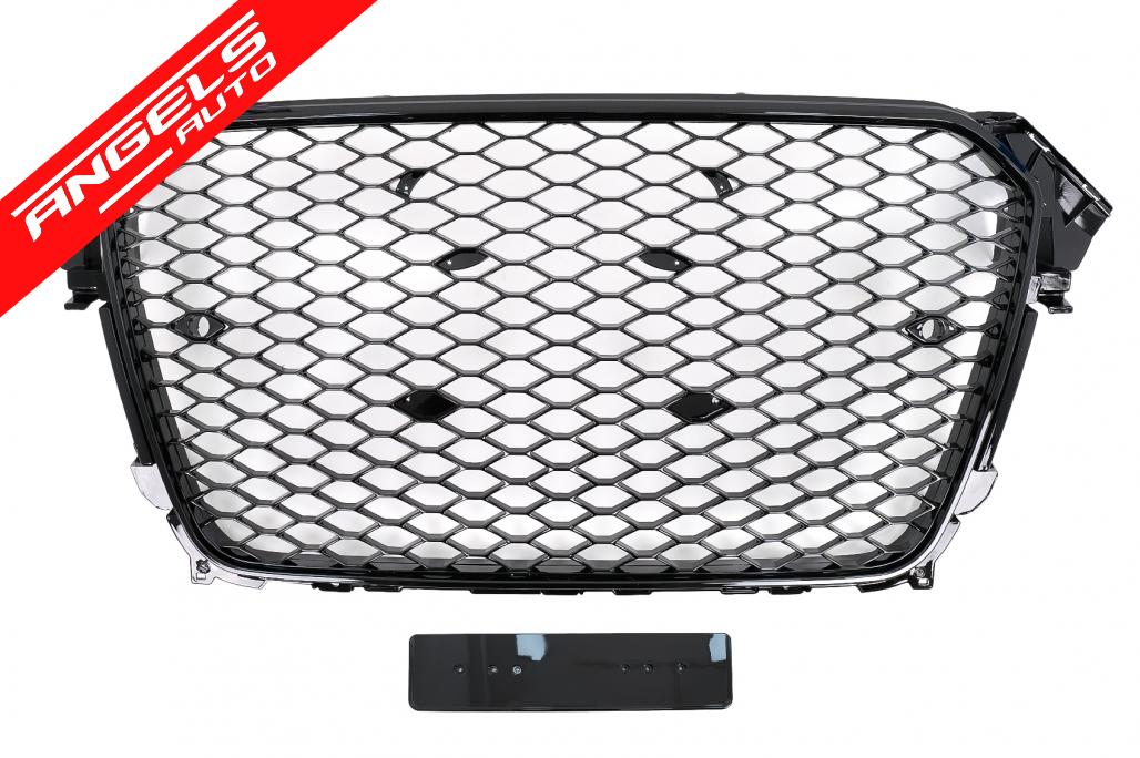 Grila Centrala compatibila cu Audi A4 B8 Facelift (2012-2015) RS Design Negru Lucios
